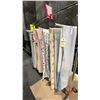 Image 2 : MOBILE CLOTHING RACK WITH ASSORTED SET DEC WARDROBE- TWIN DUVET COVERS, VARIOUS SINGLE SHEETS