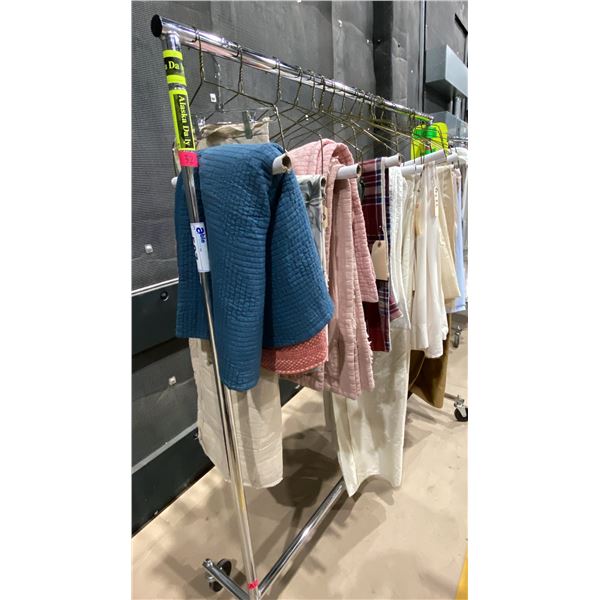 MOBILE CLOTHING RACK WITH ASSORTED SET DEC WARDROBE- KING SHEET SETS