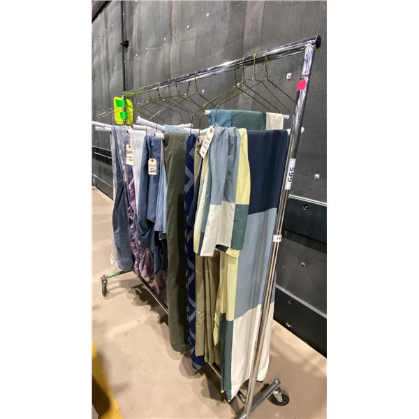 MOBILE CLOTHING RACK WITH ASSORTED SET DEC WARDROBE- QUEEN DUVET COVERS
