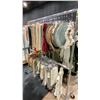 Image 1 : MOBILE CLOTHING RACK WITH ASSORTED SET DEC WARDROBE- ASSORTED PLACEMATS AND BABY BLANKETS