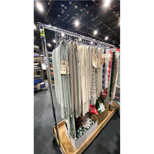 MOBILE CLOTHING RACK WITH ASSORTED SET DEC WARDROBE- ASSORTED TABLE COVERS