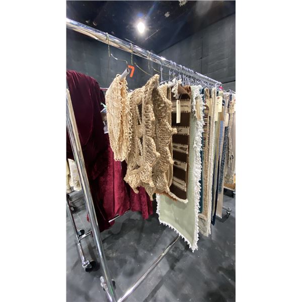 MOBILE CLOTHING RACK WITH ASSORTED SET DEC WARDROBE- ASSORTED TABLE RUNNERS
