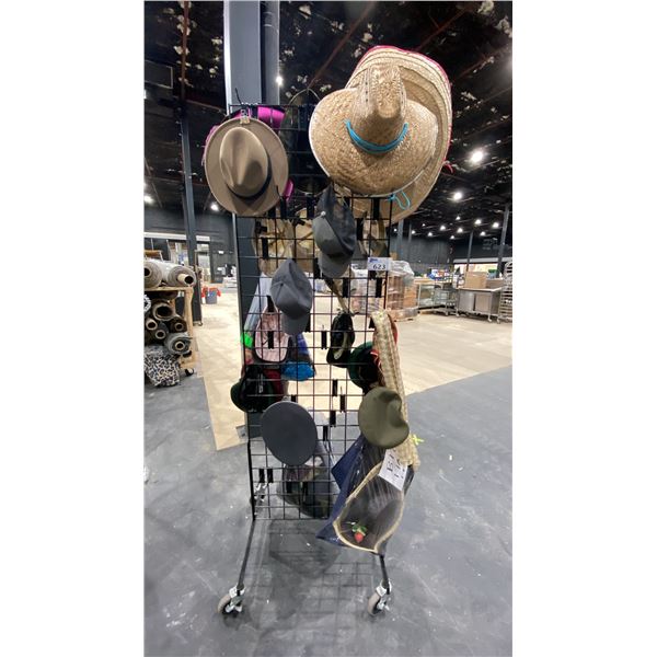 ROLLING RACK WITH ASSORTED HATS