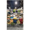 Image 1 : CONTENTS OF ROLLING RACK - ASSORTED TOWELS, BATHMATS AND SLEEPING BAGS