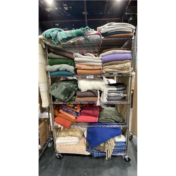 CONTENTS OF ROLLING RACK - ASSORTED THROW BLANKETS
