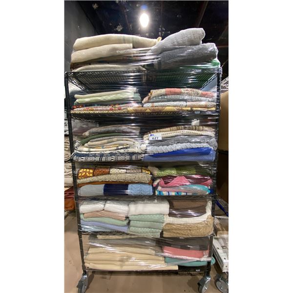 CONTENTS OF ROLLING RACK - ASSORTED SIZED BLANKETS