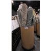 Image 1 : CARDBOARD BARREL OF ASSORTED LARGE FABRIC ROLLS *ROLLING PEDESTAL NOT INCLUDED*