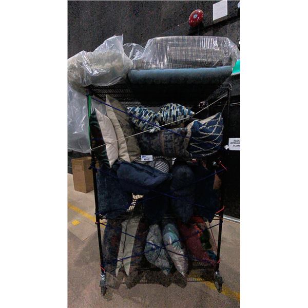 CONTENTS OF RACK- ASSORTED DECORATIVE PILLOWS *RACK NOT INCLUDED*