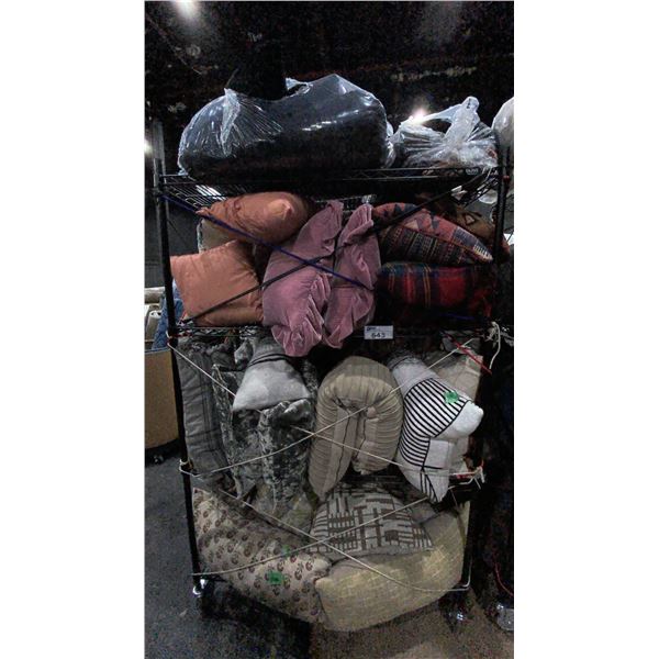 CONTENTS OF RACK- ASSORTED DECORATIVE PILLOWS *RACK NOT INCLUDED*