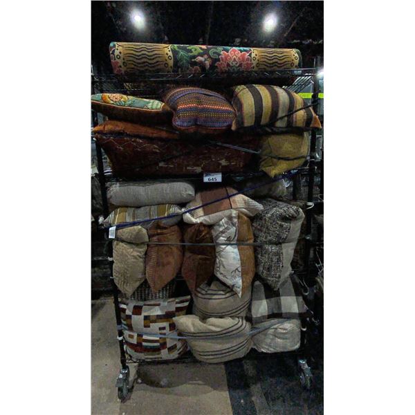 CONTENTS OF RACK- ASSORTED DECORATIVE PILLOWS *RACK NOT INCLUDED*