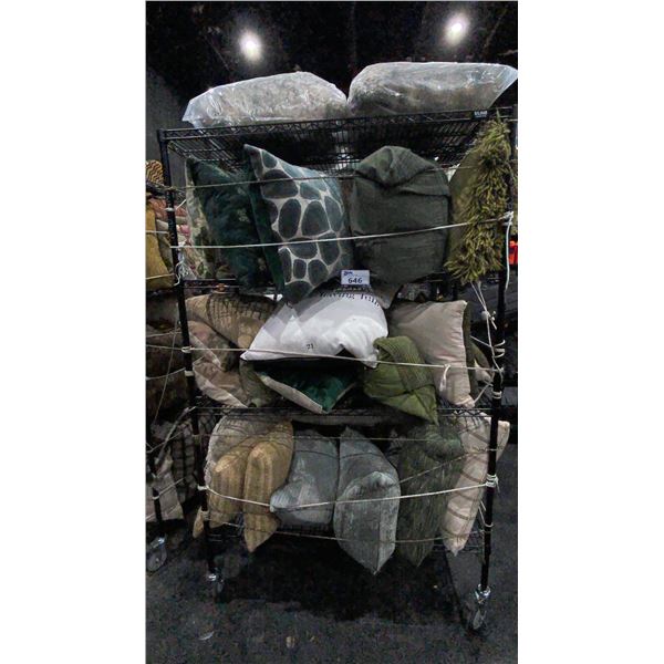 CONTENTS OF RACK- ASSORTED DECORATIVE PILLOWS *RACK NOT INCLUDED*