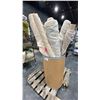 Image 1 : CARDBOARD BARREL OF ASSORTED LARGE FABRIC ROLLS *ROLLING PEDESTAL NOT INCLUDED*