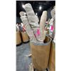 Image 2 : CARDBOARD BARREL OF ASSORTED LARGE FABRIC ROLLS *ROLLING PEDESTAL NOT INCLUDED*