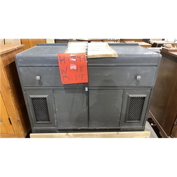 PAINTED GREY ANTIQUE BUFFET CABINET