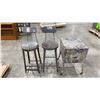 Image 1 : PAIR METAL INDUSTRIAL STYLE STOOLS AND ROLLING METAL CABINET