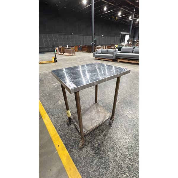 STAINLESS STEEL 2 TIER MOBILE TABLE