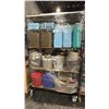 Image 1 : CONTENTS OF RACK- GAS CANS, GALVANIZED BUCKETS, BRUSHES & MORE *RACK NOT INCLUDED*
