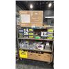 Image 1 : 4 TIER MOBILE SHELVING RACK WITH ASSORTED CABINET/DOOR HARDWARE & 32" HISENSE TV