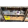 Image 4 : 4 TIER MOBILE SHELVING RACK WITH ASSORTED CABINET/DOOR HARDWARE & 32" HISENSE TV