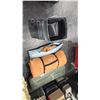Image 1 : DOMETIC TENT, TETON SPORTS SLEEPING PAD, PLASTIC RIFLE CASE & GALVANIZED BIN OF ASSORTED CAR MATS