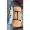 Image 3 : DOMETIC TENT, TETON SPORTS SLEEPING PAD, PLASTIC RIFLE CASE & GALVANIZED BIN OF ASSORTED CAR MATS