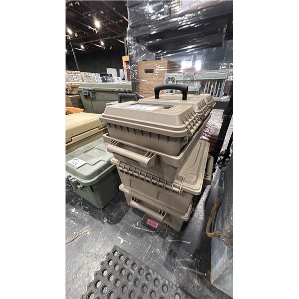SET OF 5 BEIGE PLASTIC AMMO CASES