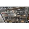 Image 3 : MOBILE RACK WITH ASSORTED SHOP CONTENTS- JACK STANDS, ASSORTED PARTS & TOOLS