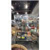 Image 1 : CONTENTS OF MOBILE RACK- ASSORTED SHOP SUPPLIES, WORK GLOVES, LAUNDRY SOAP, HI-VIS VESTS, TOOLS &