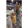 Image 1 : CARDBOARD BARREL OF TIKI TORCHES, PITCHFORKS & SQUEEGEES