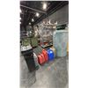 Image 1 : LARGE PLASTIC STORAGE BARREL, OIL PAN, GARBAGE CAN & ASSORTED GAS CANS