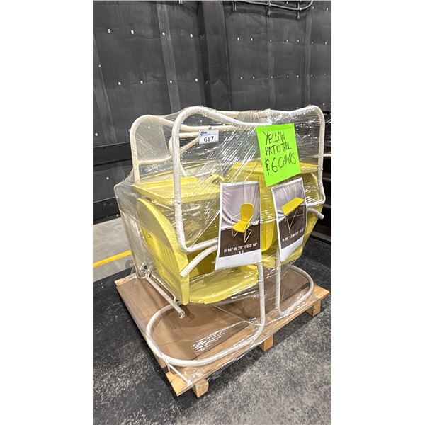 YELLOW METAL PATIO TABLE WITH 6 CHAIRS