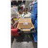 Image 1 : CONTENTS OF ROLLING BIN - STOOL, BANDAGES, EMPTY PEROXIDE JUGS AND MORE