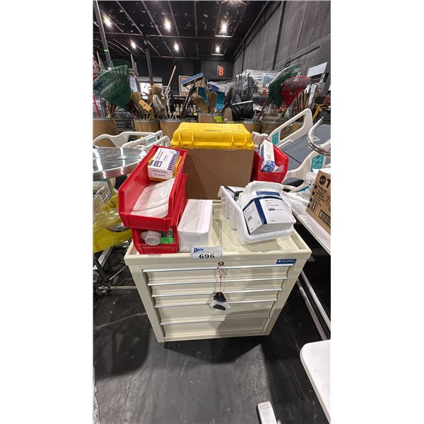 2 GLOBAL INDUSTRIES HOSPITAL SUPPLY CARTS WITH ASSORTED HOSPITAL SET DEC ITEMS