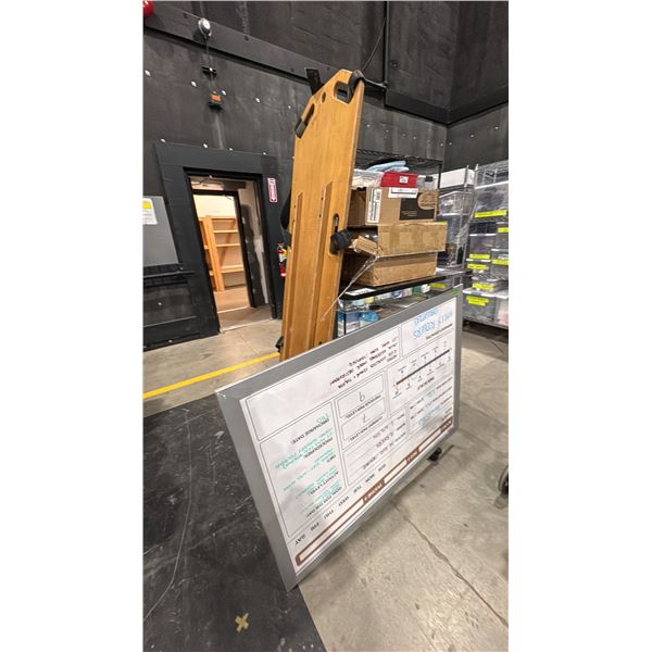 WALL HANGING WHITEBOARD, AV CART, BACK BRACE AND OTHER HOSPITAL RELATED SET DEC ITEMS