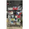 Image 1 : CONTENTS OF ROLLING RACK - BANDAGES, FACE MASKS, STETHOSCOPES AND OTHER HOSPITAL SET DEC ITEMS