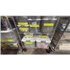 Image 3 : CONTENTS OF ROLLING RACK - PLASTIC BOTTLES, SET DEC PILL BOTTLES, LAB GLASS AND MORE
