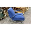 Image 1 : VINTAGE CHROME WITH BLUE UPHOLSTERY RETRO ARM CHAIR