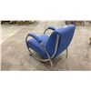 Image 2 : VINTAGE CHROME WITH BLUE UPHOLSTERY RETRO ARM CHAIR