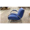 Image 3 : VINTAGE CHROME WITH BLUE UPHOLSTERY RETRO ARM CHAIR