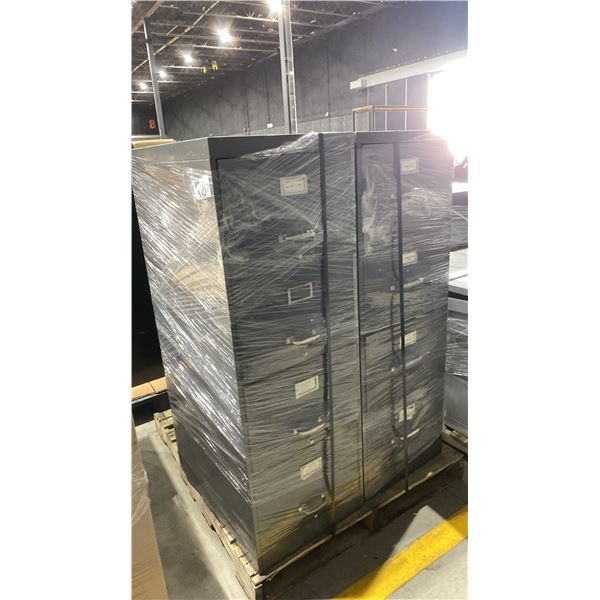 GROUP OF 3 GREY METAL 4 DRAWER FILING CABINETS