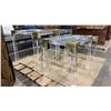 Image 2 : GROUP OF 4 BRASS & LUCITE GLASS TOP END TABLES