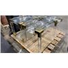 Image 4 : GROUP OF 4 BRASS & LUCITE GLASS TOP END TABLES