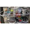 Image 3 : METAL MOBILE CART WITH ASSORTED CAMPING GEAR- LANTERNS, DISHES, WATER CANTEENS, BUG SUIT, ELECTRIC