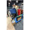 Image 3 : CONTENTS OF MOBILE CART- FIREPLACE TOOL SETS, ELECTRIC HEATER, CONCRETE SPRAYER, METAL