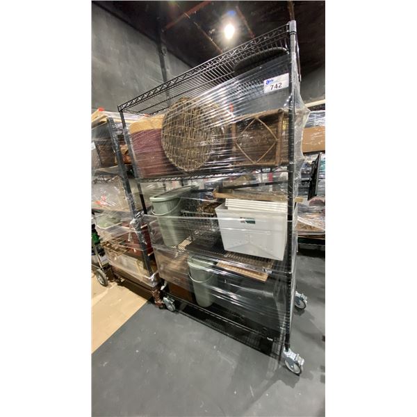 CONTENTS OF ROLLING RACK - ASSORTED BASKETS AND STORAGE SOLUTIONS