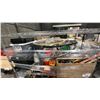 Image 2 : MOBILE RACK OF ASSORTED ITEMS- TOOLS, TOOL BOXES, SHELVING KIT, CLAMPS, BIKE RIMS & MORE