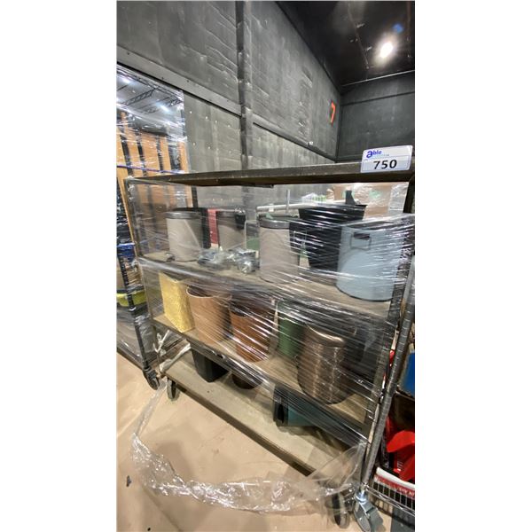 ROLLING RACK WITH ASSORTED WASTEBINS