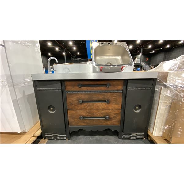 INDUSTRIAL STYLE SINGLE SINK VANITY & KITCHEN SINK