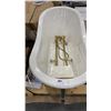 Image 1 : WHITE HIGH BACK FREESTANDING BATHTUB WITH GOLD FEET