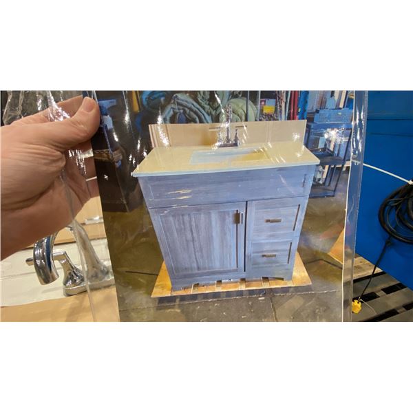 PAIR OF MATCHING 2 DRAWER, SINGLE DOOR VANITIES WITH SINKS  & 2 STAINLESS STEEL KITCHEN SINKS